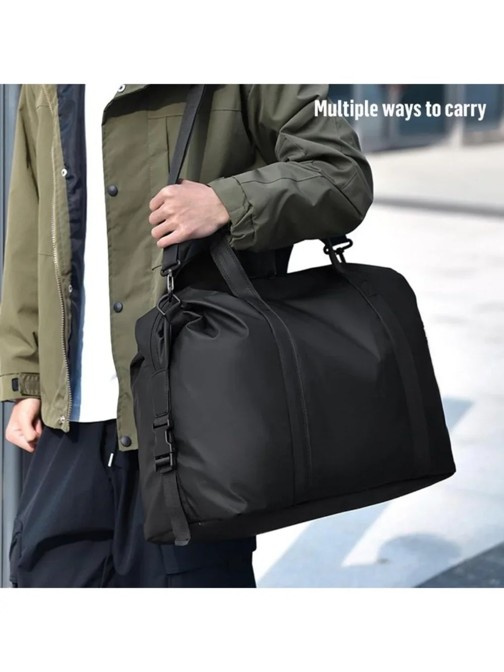Stylish PU Leather Travel Duffle Bag - 18x14x8 Carry-On Tote with Shoulder Strap